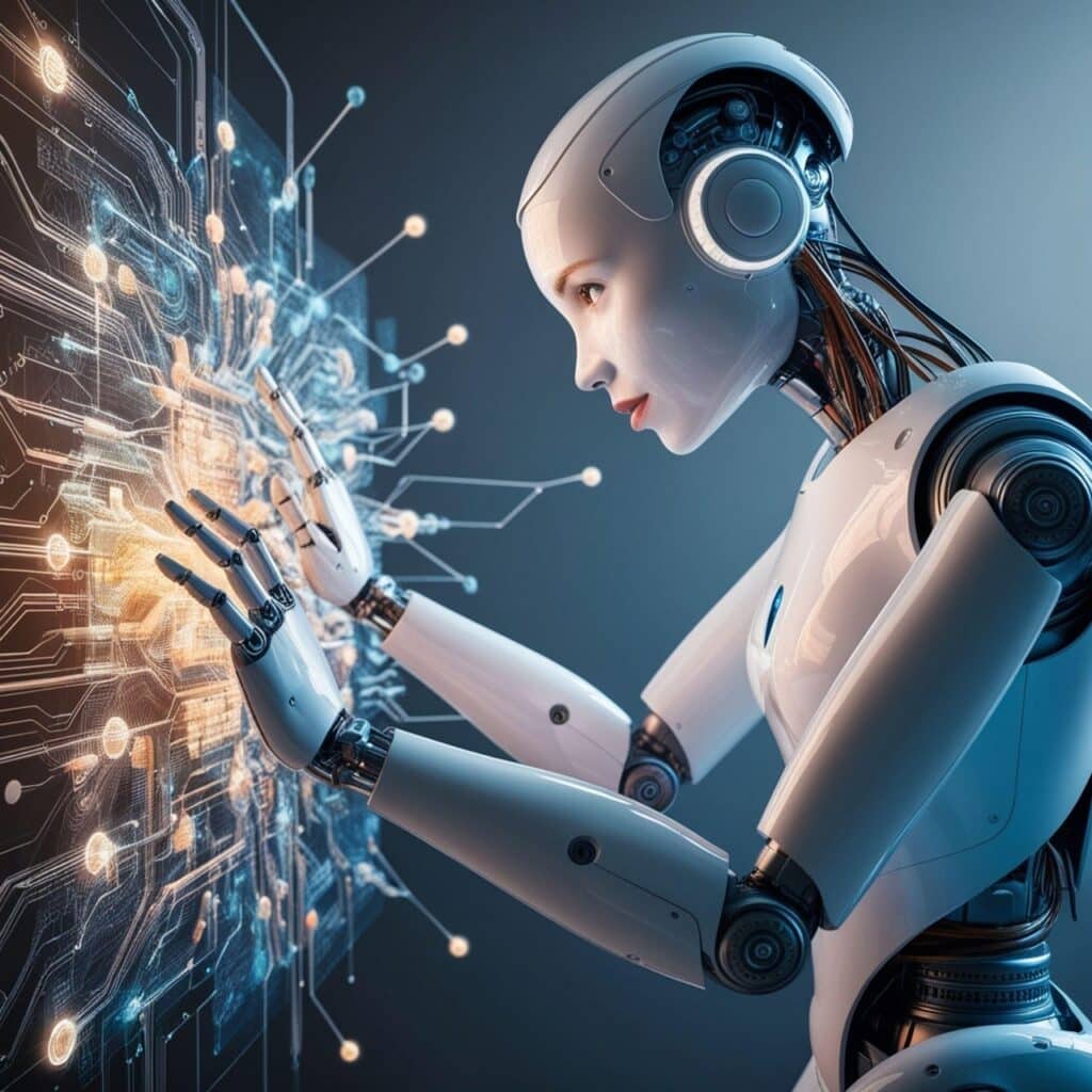 AI Robot working on next newsletter
